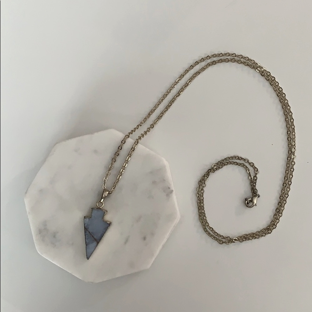 Gold purple chain triangle necklace